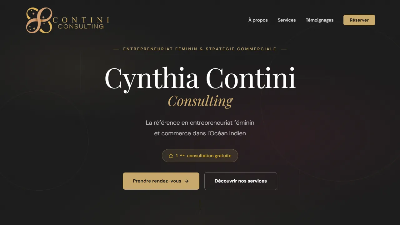 Capture d'écran du site Cynthia Consulting